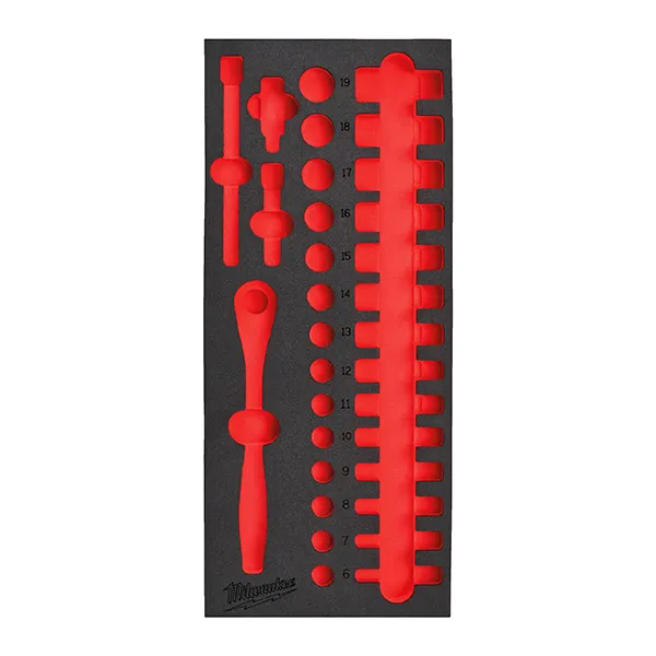 Inserție spumă goală, 32 buc antrenor cu clichet și tubulare 3/8