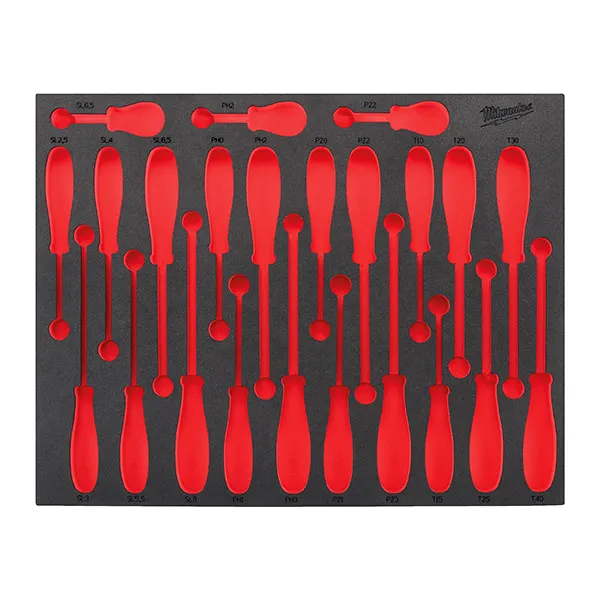 Inserție spumă goală, 23 buc șurubelnițe Trilobe