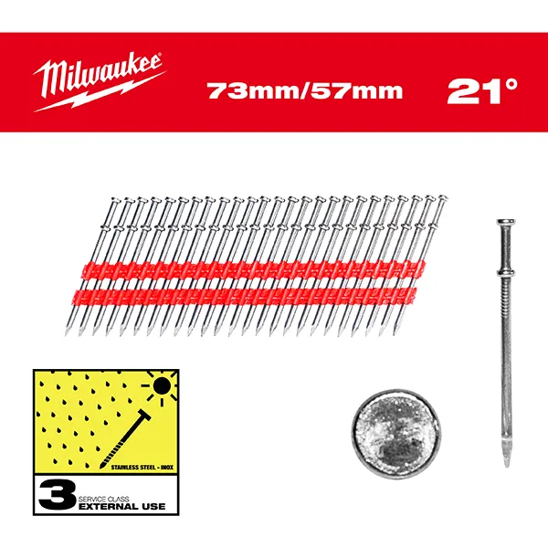 Duplex Nails 21° Round Head 73 mm / 57 mm - 2000 pc-en