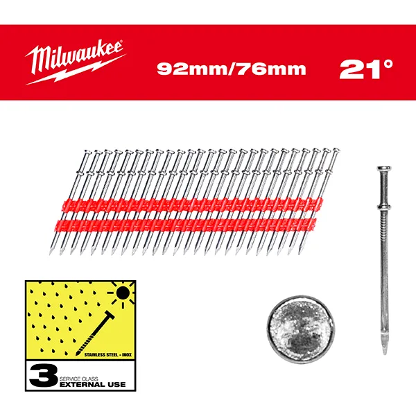 Duplex Nails 21° Round Head 92 mm / 76 mm - 2000 pc-en