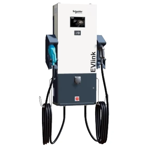 Fast charging station, EVlink, DC fast charger, 24 kW, SAE CCS / CHAdeMO / T2S connectors, wall mount