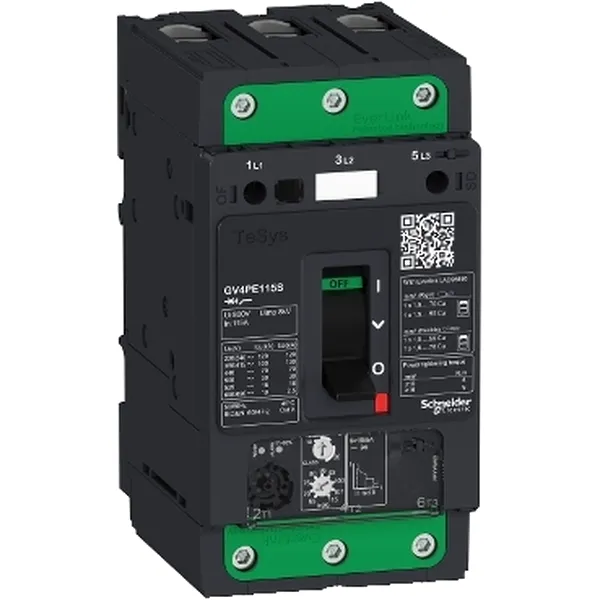 Motor circuit breaker, TeSys GV4, 3P, 115A, Icu 100kA, thermal magnetic, Everlink terminals