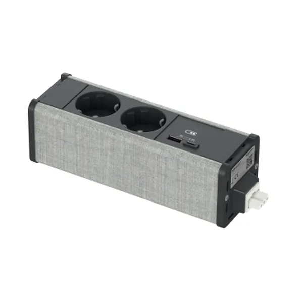 Unica system+, 2xpriza 2P+E+USB A/C, antracit/gri