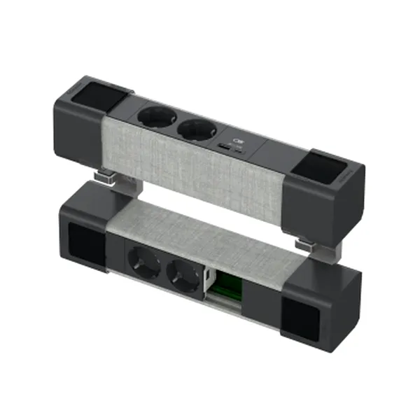 Unica system+, 2xprize 2P+E+USB A/C&2xprize 2P+E+spRJ, antracit/gri