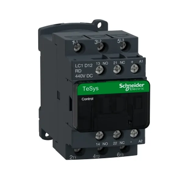 Contactor, TeSys Deca, 3P(3 NO), AC-3/AC-3e, 0 to 440V, 12A, 440VDC coil