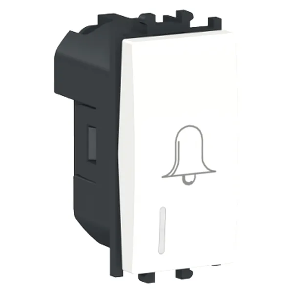 Easy Styl, Intrerupator cu revenire, indicator luminos, simbol sonerie,1M, alb