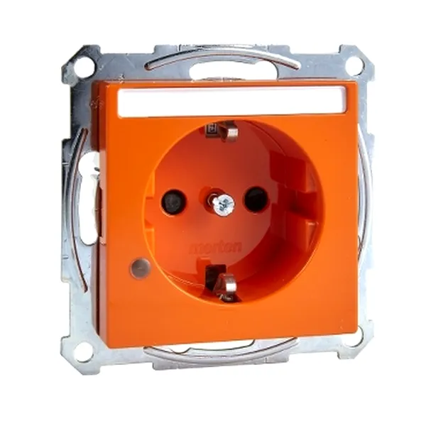 Priza Schuko cu Indicator Luminos & Eticheta, Obturatoare, Terminal fara surub