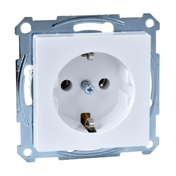 Priza Schuko, Borne cu surub, Alb Intens, Lucios, Sistem M