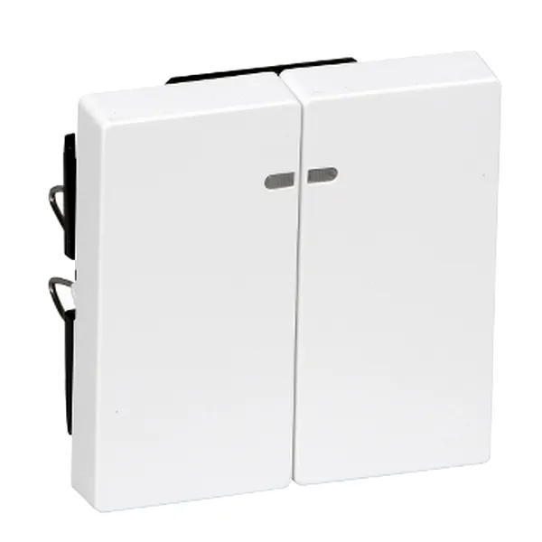 Clapeta 2 Butoane cu Fereastra Indicator, Alb Intens, Lucios, Sistem M