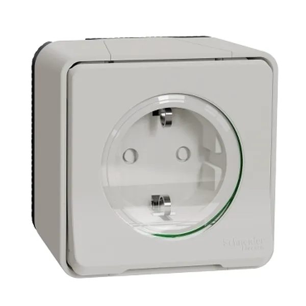 Mureva priza 2P+E, obturatoare, PT alb