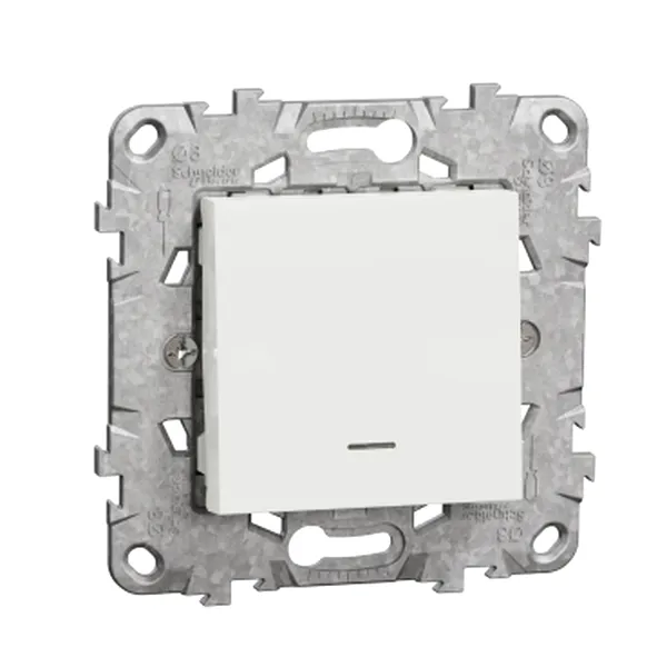 Noua Unica, Intrerupator simplu 10A LED localizare, cu suport fixare si gheare, alb