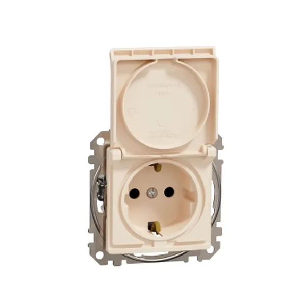 Sedna Design, Priza 2P+E cu obturatoare si capac, fara surub, bej