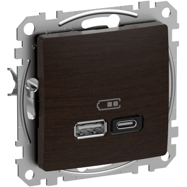 Sedna Elements, Priza USB A+C 45W, wenge