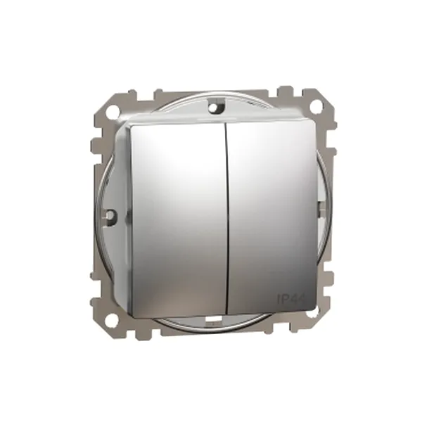 Sedna Elements, Intrerupator dublu 10AX IP44, aluminiu patinat