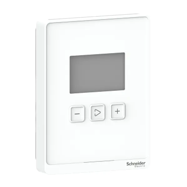 Sensor, SpaceLogic SLA Series, room, CO2, VOC, humidity, temperature, segmented LCD, analog outputs, optimum white housing