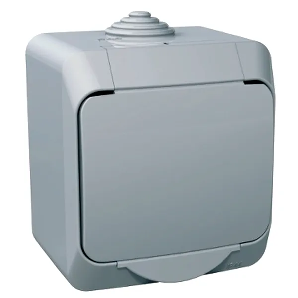 Cedar Plus, Priza simpla 2P+E, obturatoare, gri